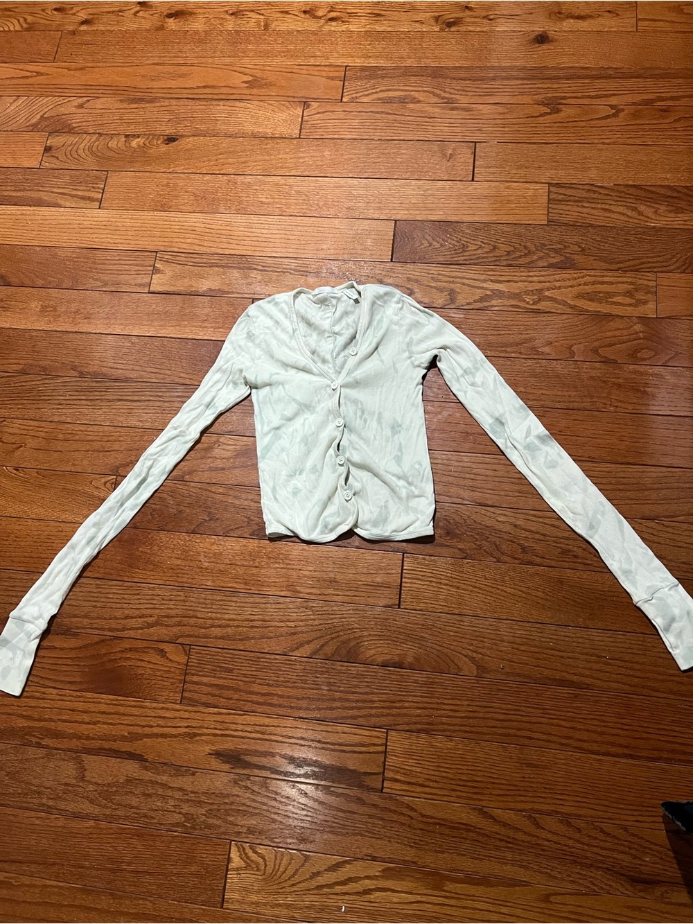 Helmut Lang Light Sage Button-Down Long Sleeve Crop Top